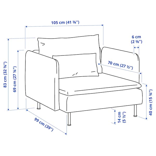 Ikea SÖDERHAMN - Armchair, Tallmyra light green ,