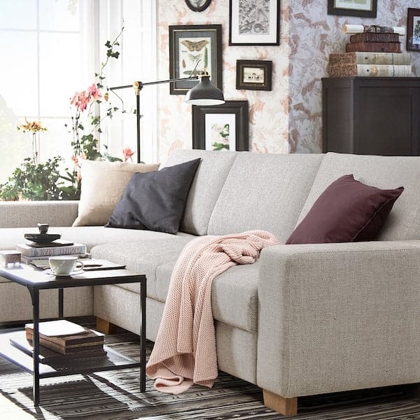 Ikea SÖRVALLEN 3 seater sofa - with chaise-longue, left/Viarp beige/brown ,