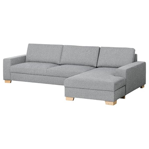 SÖRVALLEN 4-seater sofa - with chaise-longue, right/Lejde grey/black ,