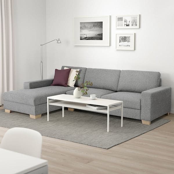 SÖRVALLEN 4-seater sofa - with chaise-longue, right/Lejde grey/black , - best price from Maltashopper.com 29314788