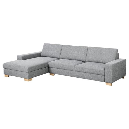 SÖRVALLEN 4-seater sofa - with chaise-longue, left/Lejde grey/black ,