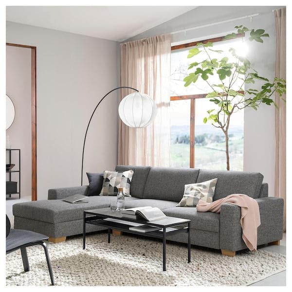 SÖRVALLEN 4-seater sofa - with chaise-longue, left/Lejde grey/black , - best price from Maltashopper.com 69314791