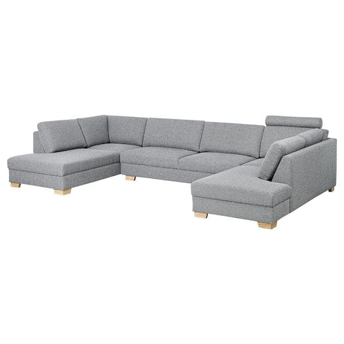 SÖRVALLEN U-sofa, 5 seater - open terminals/Lejde grey/black ,