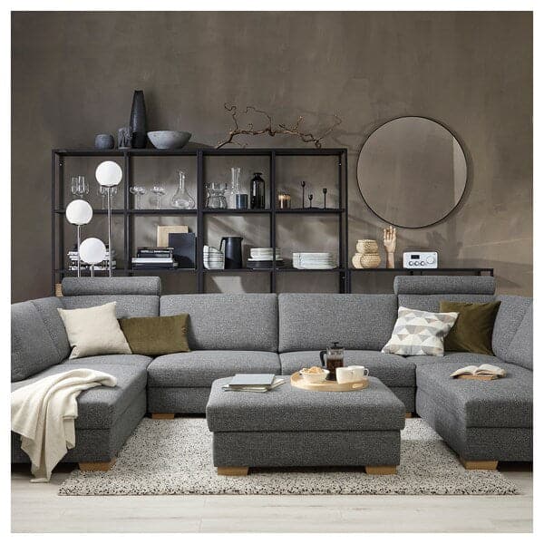 Ikea SÖRVALLEN U-sofa, 5 seater - open terminals/Lejde grey/black ,