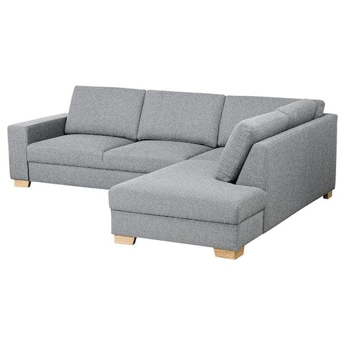 SÖRVALLEN 3-seater corner sofa - open terminal, right/Lejde grey/black ,