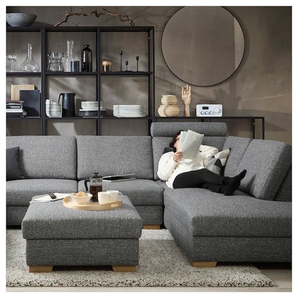 Ikea SÖRVALLEN 3-seater corner sofa - open terminal, right/Lejde grey/black ,