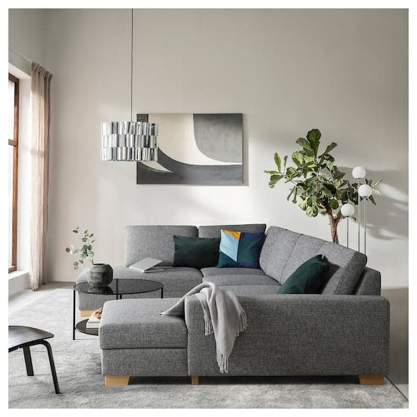 SÖRVALLEN 4-seater corner sofa - with chaise-longue, right/Lejde grey/black , - best price from Maltashopper.com 09304144