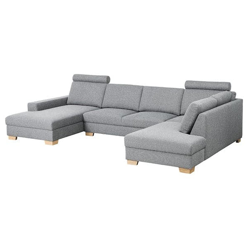 SÖRVALLEN 4-seater corner sofa - with chaise-longue, left/Lejde grey/black ,