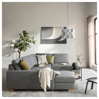 SÖRVALLEN 4-seater corner sofa - with chaise-longue, left/Lejde grey/black , - best price from Maltashopper.com 29304143