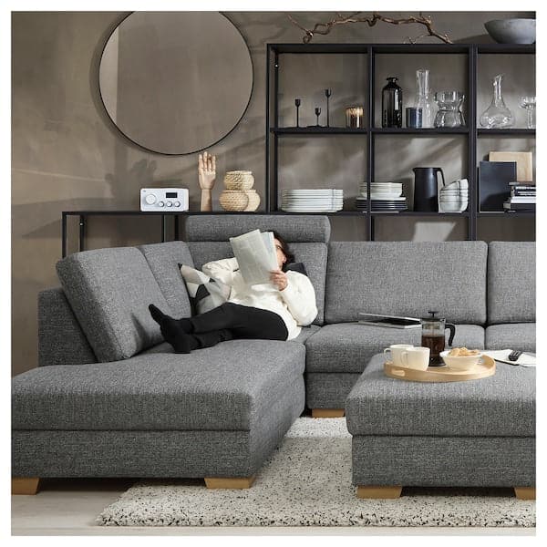 Ikea SÖRVALLEN 4-seater corner sofa - open terminal, left/Lejde grey/black ,