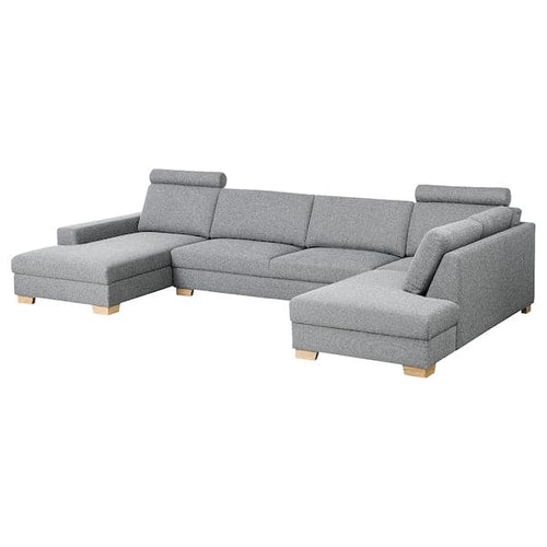 SÖRVALLEN 5-seater corner sofa - with chaise-longue, left/Lejde grey/black ,