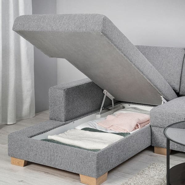 SÖRVALLEN 5-seater corner sofa - with chaise-longue, left/Lejde grey/black , - best price from Maltashopper.com 59314777