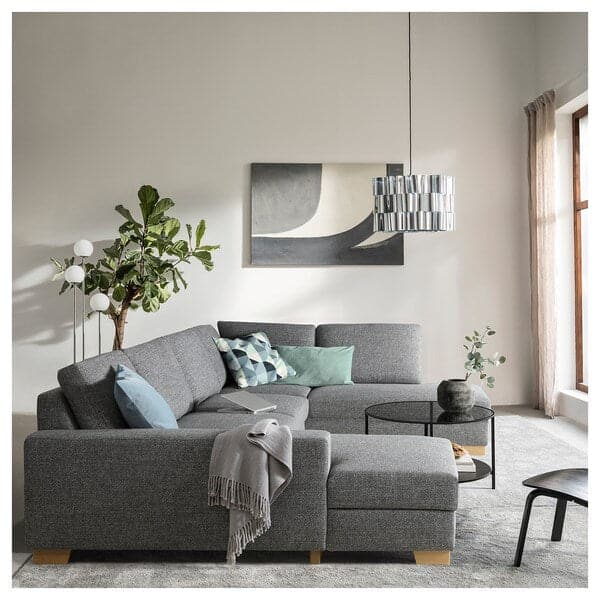 Ikea SÖRVALLEN 5-seater corner sofa - with chaise-longue, left/Lejde grey/black ,