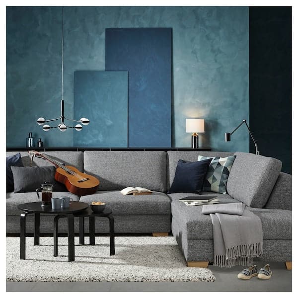SÖRVALLEN 5-seater corner sofa - with chaise-longue, left/Lejde grey/black , - best price from Maltashopper.com 59314777