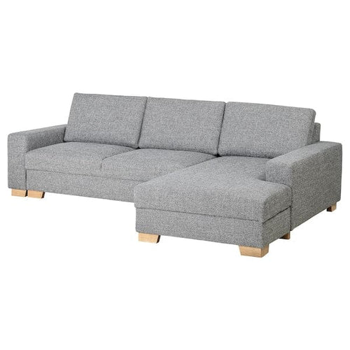 SÖRVALLEN 3 seater sofa bed/chaise-longue - right/Lejde grey/black ,