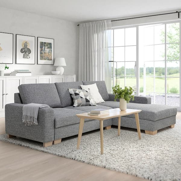 SÖRVALLEN 3 seater sofa bed/chaise-longue - right/Lejde grey/black , - best price from Maltashopper.com 29433404