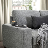 SÖRVALLEN 3 seater sofa bed/chaise-longue - right/Lejde grey/black , - best price from Maltashopper.com 29433404
