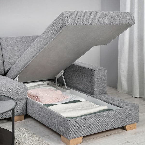 SÖRVALLEN 3 seater sofa bed/chaise-longue - right/Lejde grey/black , - Premium Sofas from Ikea - Just €2403.99! Shop now at Maltashopper.com