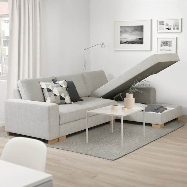 SÖRVALLEN 3 seater sofa bed/chaise-longue - right/Viarp beige/brown , - best price from Maltashopper.com 69419420