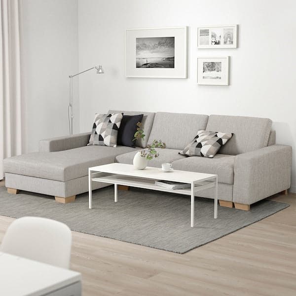 SÖRVALLEN 3 seater sofa bed/chaise-longue - left/Viarp beige/brown ,