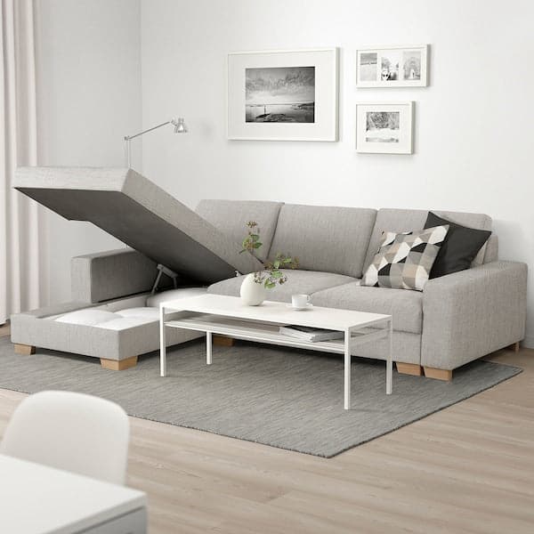 Ikea SÖRVALLEN 3 seater sofa bed/chaise-longue - left/Viarp beige/brown ,