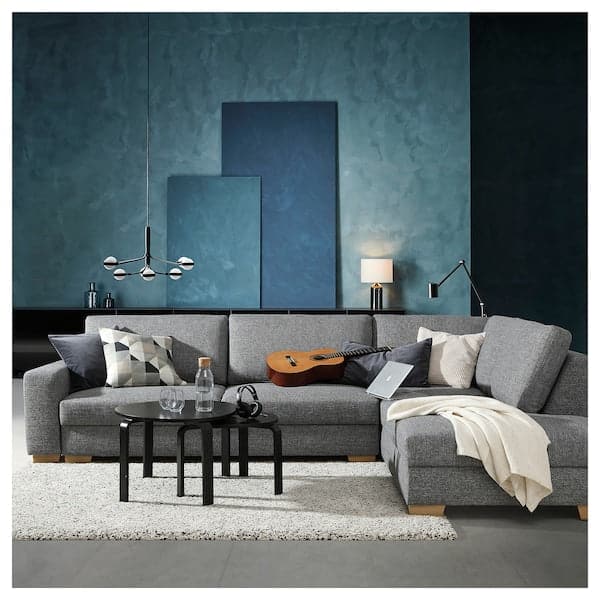 SÖRVALLEN Corner sofa bed, 3 seats, open end, right / Lejde gray / black , - best price from Maltashopper.com 29494440