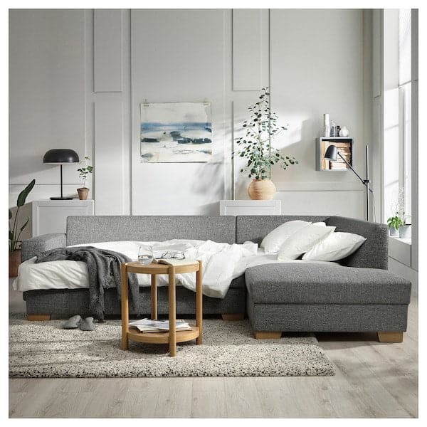 SÖRVALLEN Corner sofa bed, 3 seats, open end, right / Lejde gray / black , - best price from Maltashopper.com 29494440