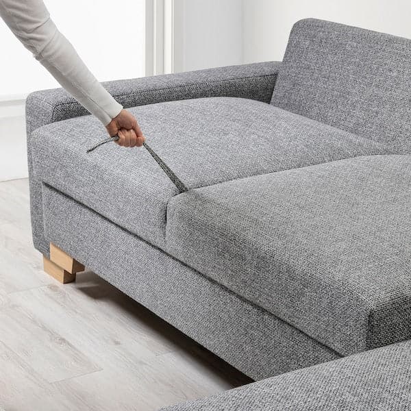 Ikea SÖRVALLEN Corner sofa bed, 3 seats, open end, right / Lejde gray / black ,