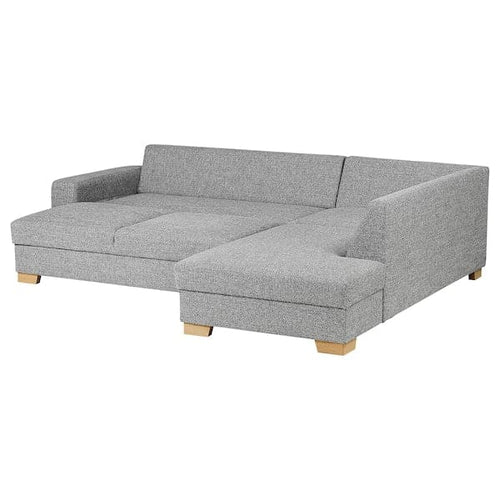 SÖRVALLEN Corner sofa bed, 3 seats, open end, right / Lejde gray / black ,