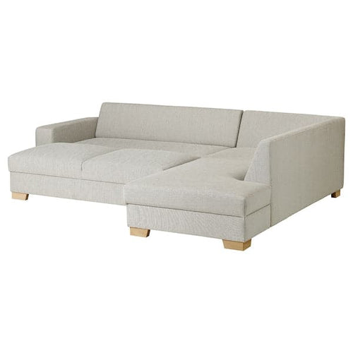 SÖRVALLEN Corner sofa bed, 3 seater, open end, right / Viarp beige / brown ,