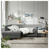 SÖRVALLEN - Corner sofa-bed, 3-seat, open end, left/Lejde grey/black , - best price from Maltashopper.com 09494441