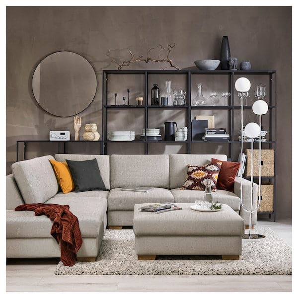 Ikea SÖRVALLEN Corner sofa bed, 3-seater, open end, left / Viarp beige / brown ,