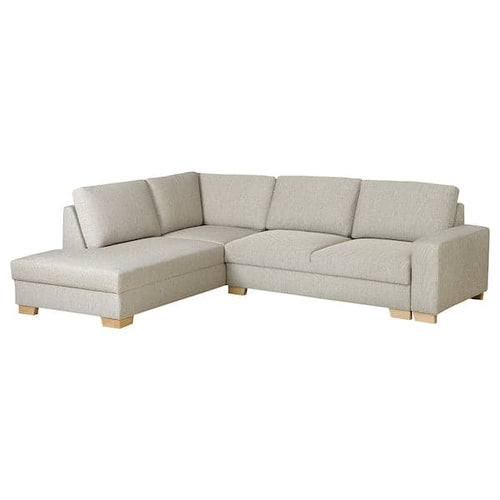 SÖRVALLEN Corner sofa bed, 3-seater, open end, left / Viarp beige / brown ,