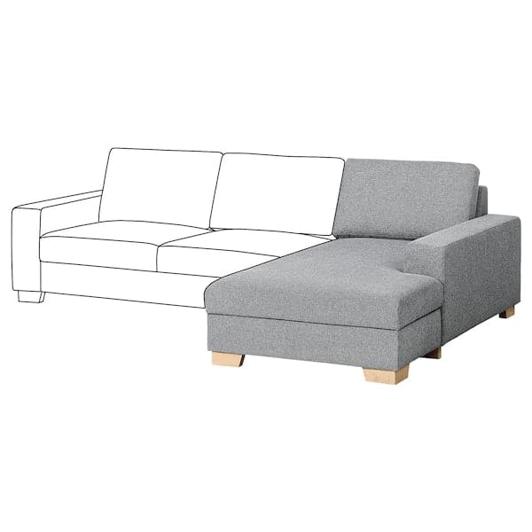 SÖRVALLEN Chaise-longue element - right/Lejde grey/black ,