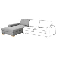 SÖRVALLEN chaise longue section, left/Lejde grey/black, 102x88x193 cm