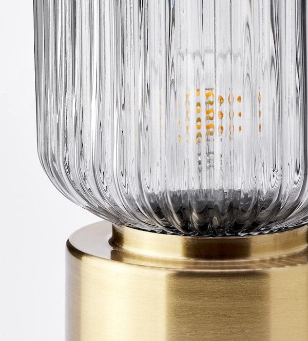 SOLKLINT Table lamp - brass/transparent grey glass 28 cm - best price from Maltashopper.com 70464275