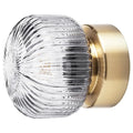 SOLKLINT wall lamp, wired-in installation, brass/grey clear glass, 16 cm