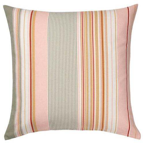 SOLMOTT - Cushion cover, pink multicolour/striped, 50x50 cm