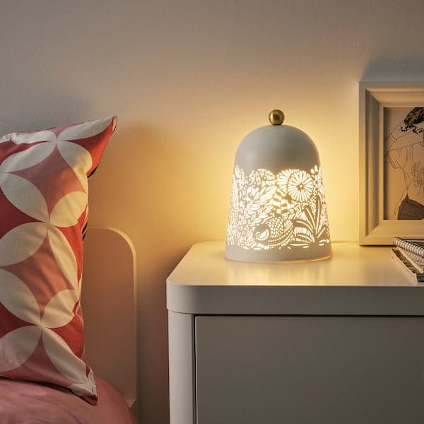 SOLSKUR LED table lamp - white/brass - best price from Maltashopper.com 10424517