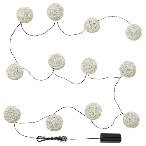 SOLVINDEN - LED lighting chain with 12 lights, battery-operated/white