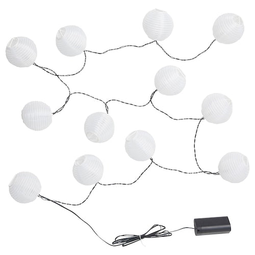 SOLVINDEN - LED lighting chain with 12 lights, outdoor/battery-operated white