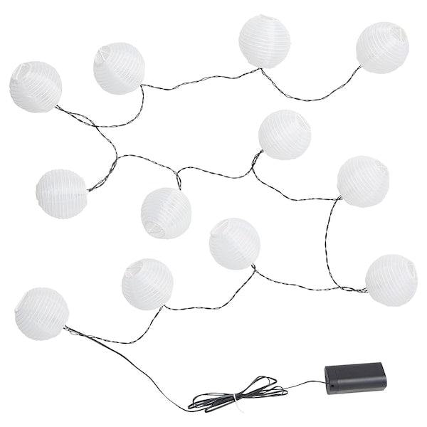 SOLVINDEN - LED lighting chain with 12 lights, outdoor/battery-operated white