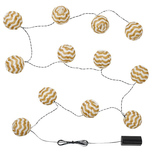 SOLVINDEN - LED lighting chain with 12 lights, outdoor battery-operated/yellow waves