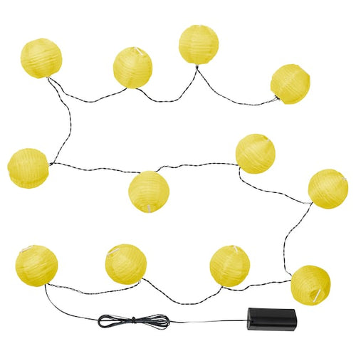 SOLVINDEN - LED lighting chain with 12 lights, outdoor/battery-operated yellow