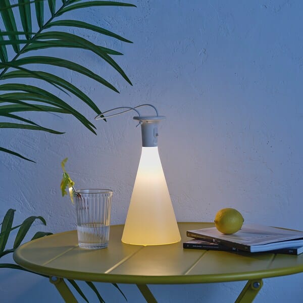 Ikea SOLVINDEN - LED table lamp, battery-operated outdoor/cone-shaped white, 26 cm