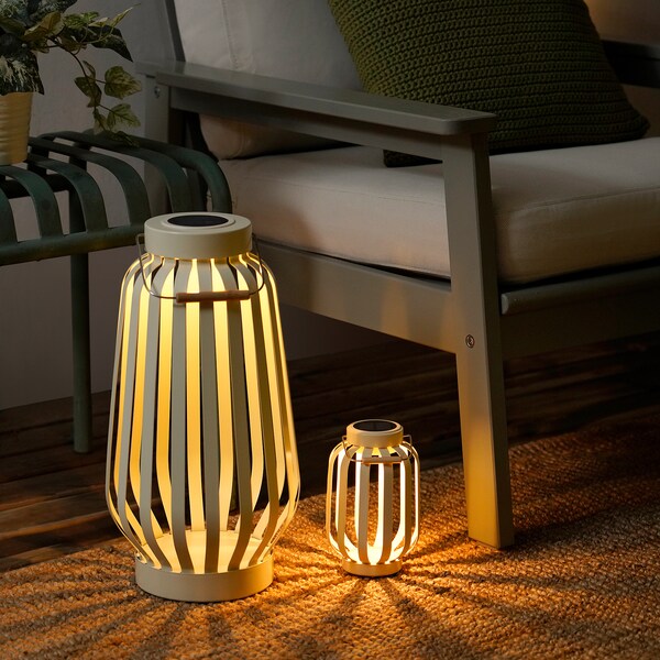 SOLVINDEN - LED solar-powered floor lamp, beige/rows,42 cm - best price from Maltashopper.com 20515772