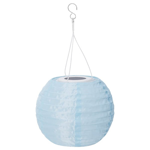 SOLVINDEN - LED solar-powered pendant lamp, outdoor/globe light blue, 22 cm