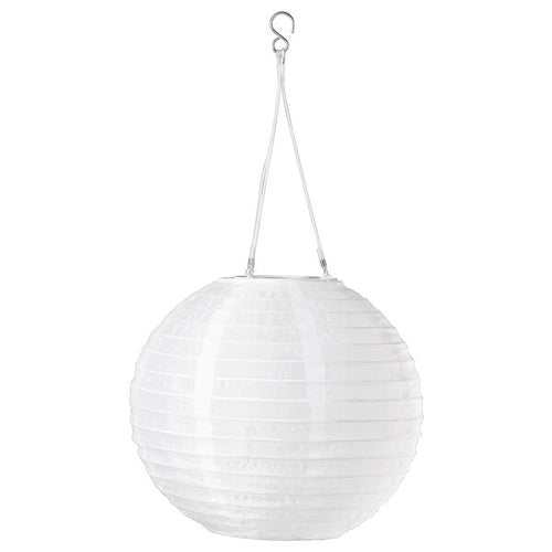 SOLVINDEN - LED solar-powered pendant lamp, outdoor/globe white, 30 cm