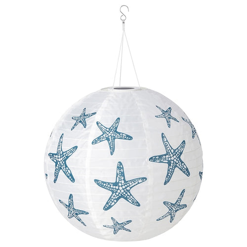 SOLVINDEN - LED solar-powered pendant lamp, outdoor globe/blue star, 45 cm