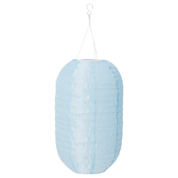 SOLVINDEN - LED solar-powered pendant lamp, outdoor/oval light blue, 43 cm